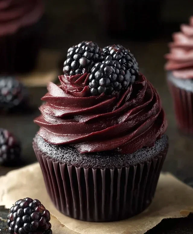 Dark Chocolate Blackberry Cupcakes