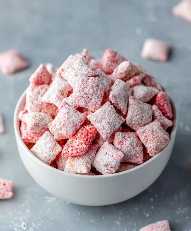 Easy Strawberry Shortcake Puppy Chow