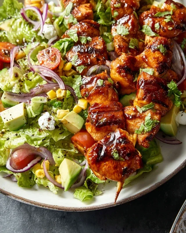 BBQ Chicken Skewer Salad