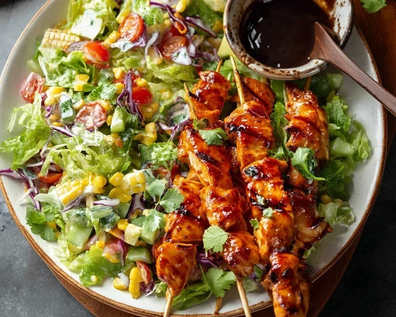 BBQ Chicken Skewer Salad