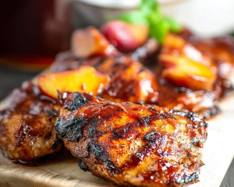 Grilled Bourbon Extract Extract Peach BBQ Chicken