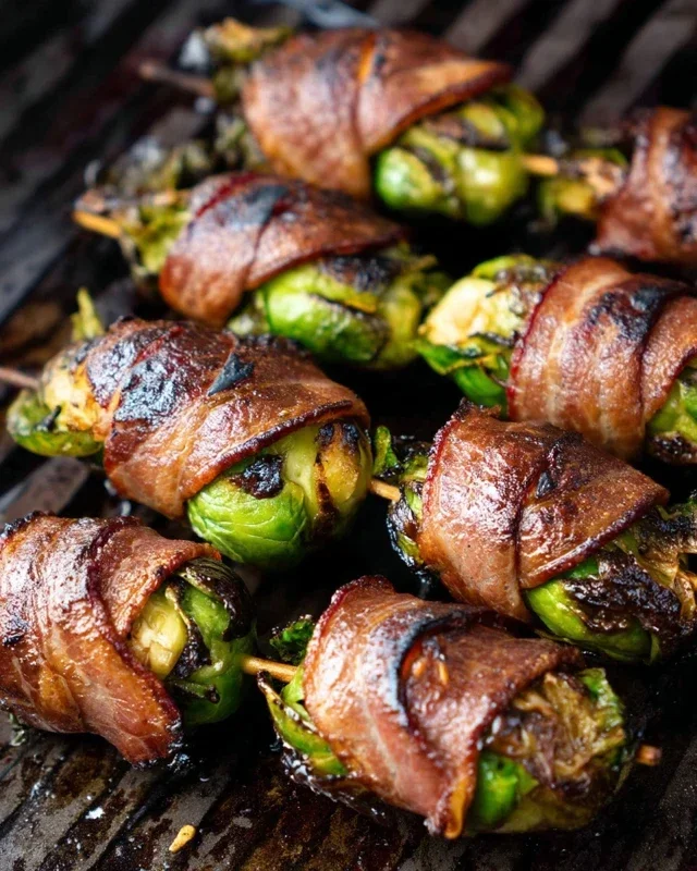Grilled Beef Beef Bacon Wrapped Brussels Sprouts