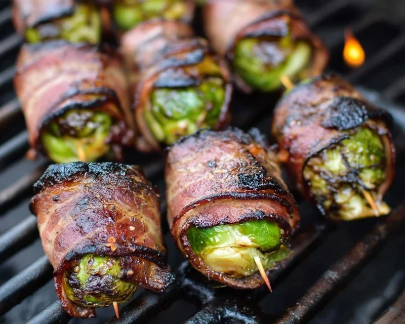 Grilled Beef Beef Bacon Wrapped Brussels Sprouts