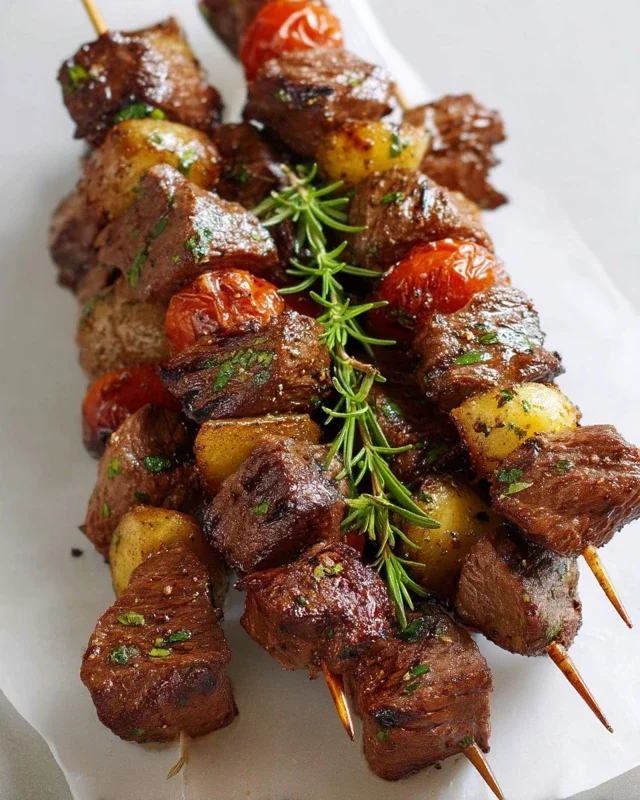 Rosemary Garlic Steak Kebabs