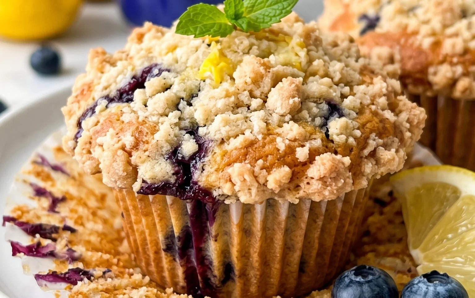 Lemon Blueberry Streusel Muffins