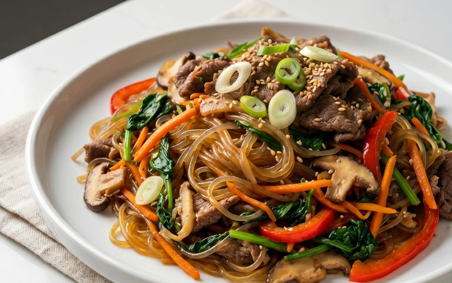 Japchae (Korean Glass Noodle Stir Fry)