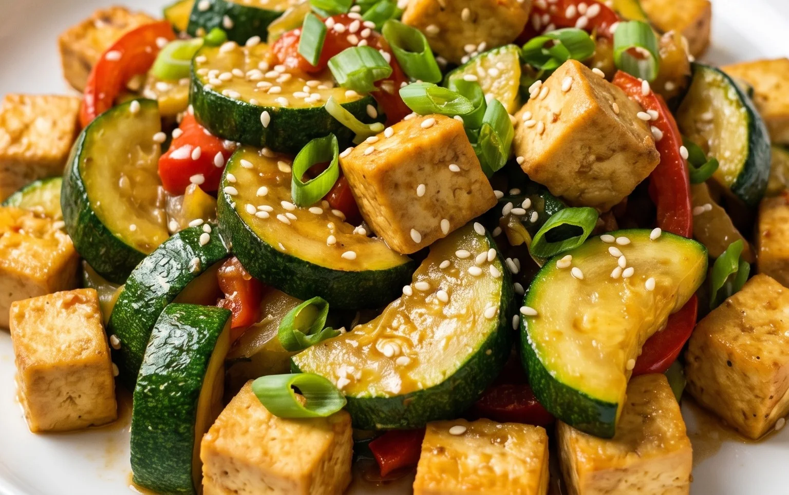 Zucchini Stir Fry With Tofu (Vegan)
