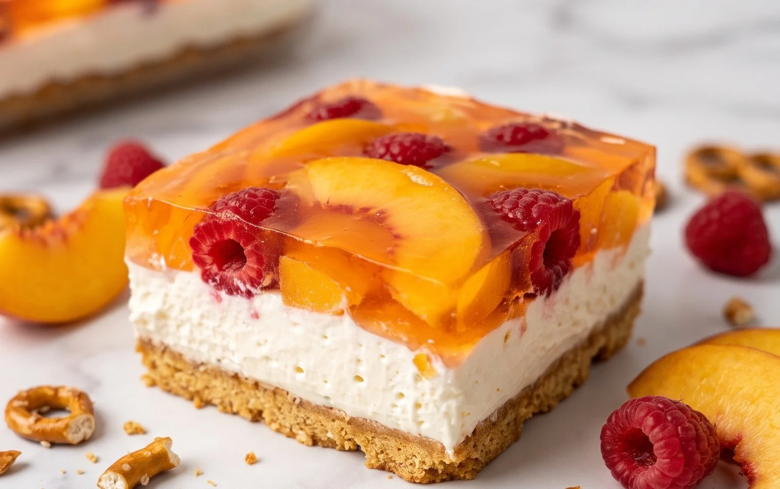 Peach Pretzel Salad Dessert