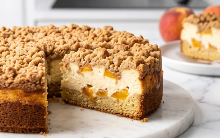 Peach Cream Cheese Cake with Streusel Topping