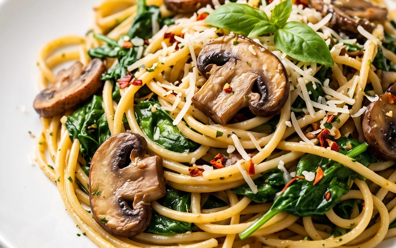 Parmesan Spinach Mushroom Pasta Skillet