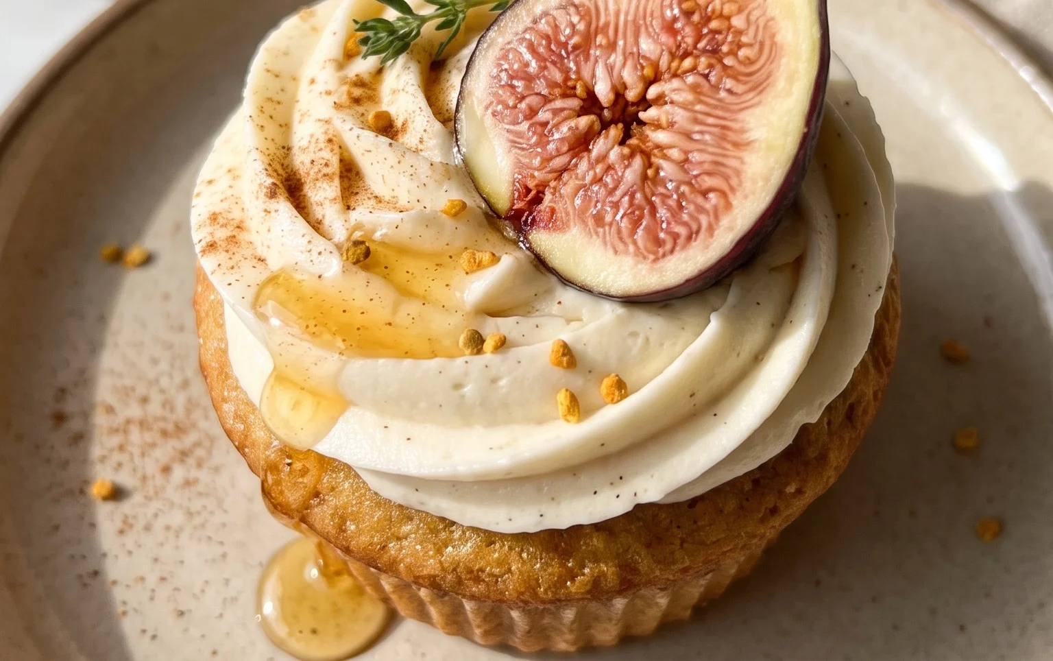 Fig Cupcakes with Honey Cream Cheese Frosting