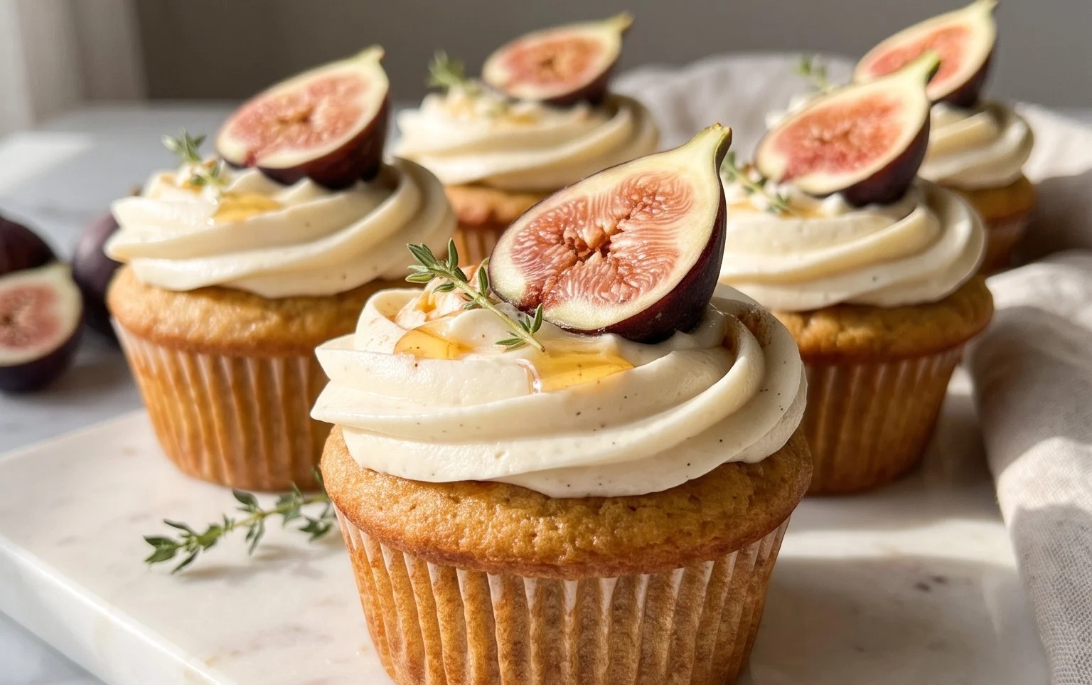 Fig Cupcakes with Honey Cream Cheese Frosting