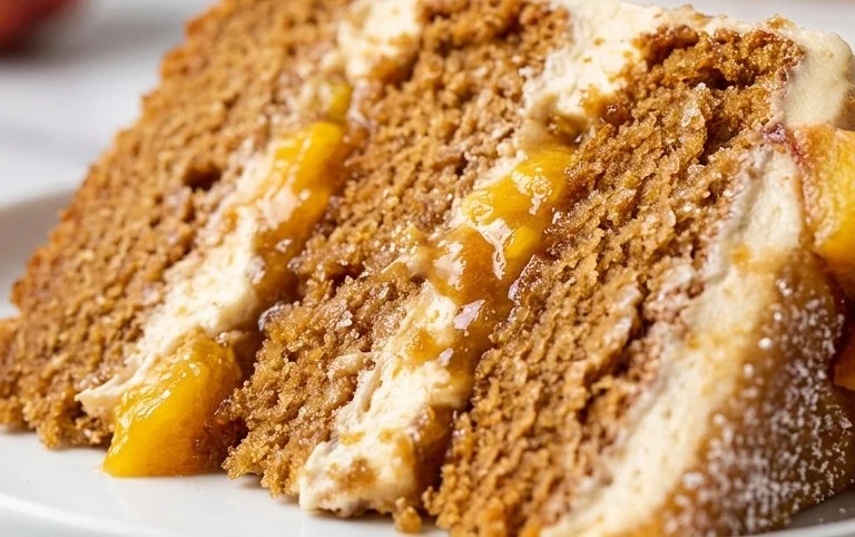 Brown Sugar Layer Cake with Peach Filling