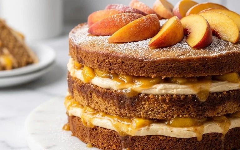 Brown Sugar Layer Cake with Peach Filling
