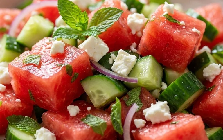 Watermelon Salad with Cucumber and Feta