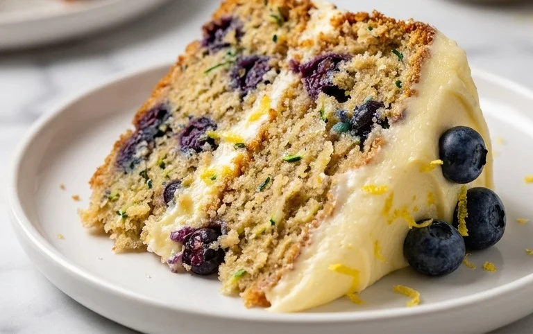 Blueberry Zucchini Cake with Lemon Buttercream