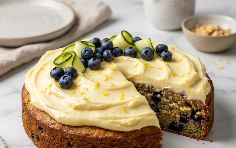 Blueberry Zucchini Cake with Lemon Buttercream