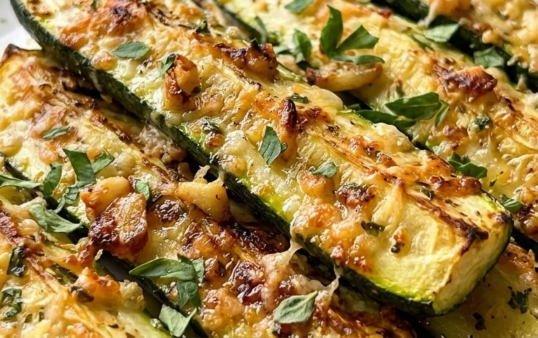 Irresistibly Crunchy Garlic Parmesan Roasted Zucchini