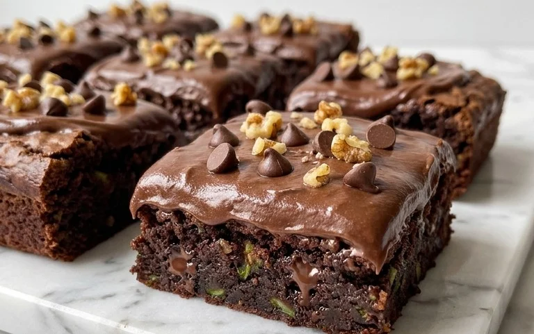 Zucchini Brownies with 1 minute Frosting!